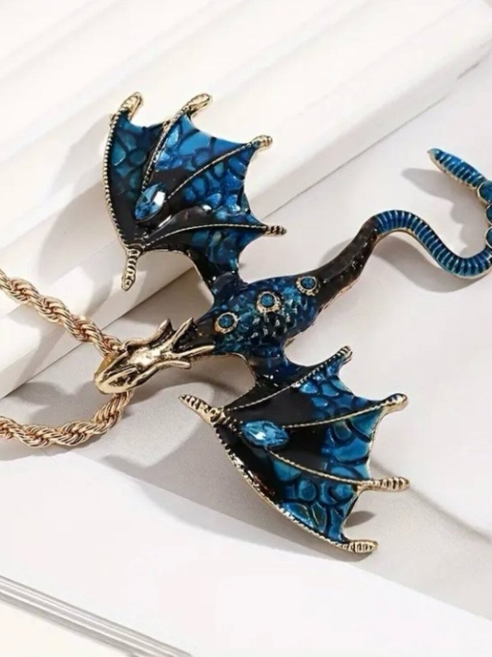 Betsey Johnson Azure Dragon Charm Necklace